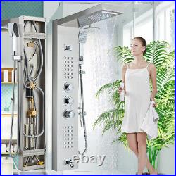 LED Shower Panel Column Tower Stainless Steel Black Waterfall Body Jet Mixer Tap