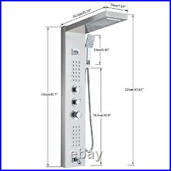 LED Shower Panel Column Tower Stainless Steel Black Waterfall Body Jet Mixer Tap