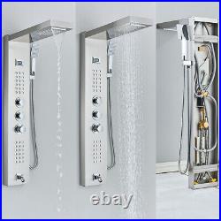 LED Shower Panel Column Tower Stainless Steel Black Waterfall Body Jet Mixer Tap