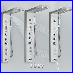 LED Shower Panel Column Tower Stainless Steel Black Waterfall Body Jet Mixer Tap