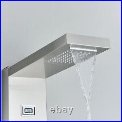 LED Shower Panel Column Tower Stainless Steel Black Waterfall Body Jet Mixer Tap