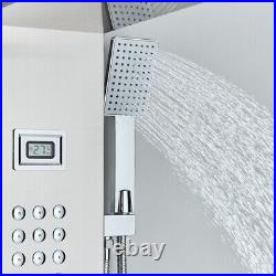 LED Shower Panel Column Tower Stainless Steel Black Waterfall Body Jet Mixer Tap