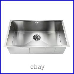 Large Kitchen Sink Brushed Stainless Steel Rectangular Undermount Inset 760 x455