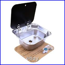 Lavanda 551 Stainless Steel Sink With Glass Lid for Campervan Motorhome Caravan