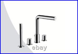 Luxury Brushed Stainless steel 4 hole bath tap set (heavy solid shower head)
