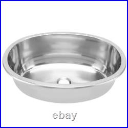 Marine Grade Brushed Stainless Steel Oval Boat Sink with Drain Hole