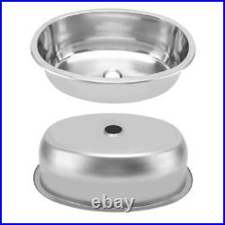 Marine Grade Brushed Stainless Steel Oval Boat Sink with Drain Hole