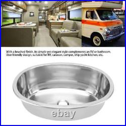 Marine Grade Brushed Stainless Steel Oval Boat Sink with Drain Hole