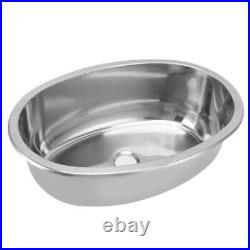 Marine Grade Brushed Stainless Steel Oval Boat Sink with Drain Hole