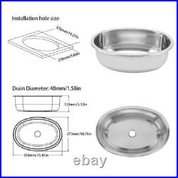 Marine Grade Brushed Stainless Steel Oval Boat Sink with Drain Hole