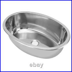 Marine Grade Brushed Stainless Steel Oval Boat Sink with Drain Hole