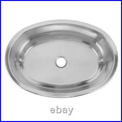 Marine Grade Brushed Stainless Steel Oval Boat Sink with Drain Hole