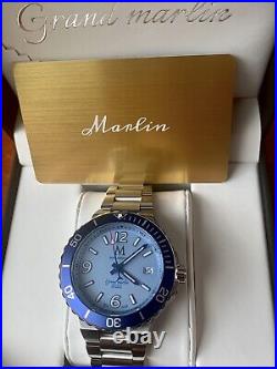 Marlinwatch automatic divers watch Grand Marlin 42mm BLUE Screw Down Crown