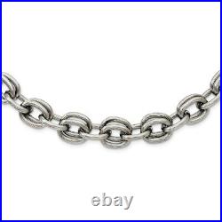 Men's Stainless Steel 11mm Textured and Brushed Link Necklace 22 Inch