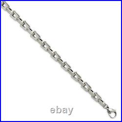 Men's Stainless Steel Brushed & Polished Shackle Chain Necklace, 20in