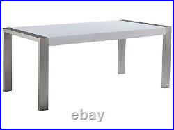 Modern Dining Table for 6 White Brushed Stainless Steel Arctic