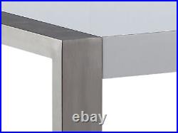 Modern Dining Table for 6 White Brushed Stainless Steel Arctic