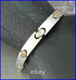 Modern RCI Brushed Stainless Steel, 18K Gold & Diamond Bracelet