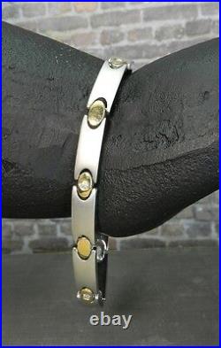 Modern RCI Brushed Stainless Steel, 18K Gold & Diamond Bracelet