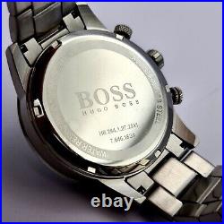 New Genuine Hugo Boss 1513509 Rafale Silver & Black Tone Men's Watch