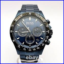 New Genuine Hugo Boss Hb1513758 Hero Sport Mens Watch Stainless Steel Blue Tone