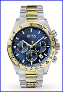 New Genuine Hugo Boss Mens Watch Two Tone Strap & Blue Dial Hero Hb1513767
