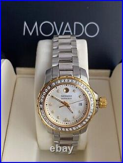 New Movado Diamond Watch Gold Silver 2 Tone Designer RRP £2000 Swiss RRP £2000