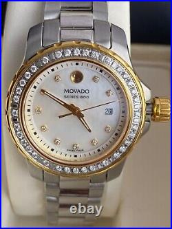 New Movado Diamond Watch Gold Silver 2 Tone Designer RRP £2000 Swiss RRP £2000