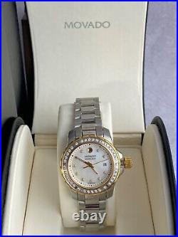 New Movado Diamond Watch Gold Silver 2 Tone Designer RRP £2000 Swiss RRP £2000