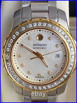 New Movado Diamond Watch Gold Silver 2 Tone Designer RRP £2000 Swiss RRP £2000