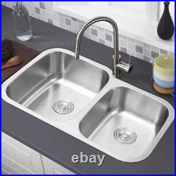 Premium Handmade Brushed Stainless Steel Kitchen Sink Double Bowl withDrainer Kit
