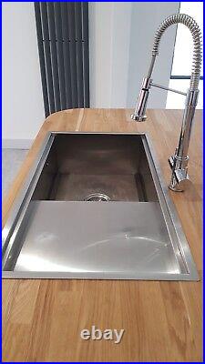 Premium Handmade Brushed Stainless Steel Kitchen Sink Single Bowl with Drainer