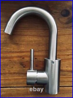 Pure Stainless Steel Brushed Kitchen, Sink Mono Swivel Single Lever Mixer Tap