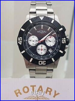 ROTARY Mens watch Chronospeed Chronograph Multi Dial S/Steel RRP£189 Boxed