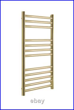 Riga Brushed Brass Stainless Steel Heated Towel Rails