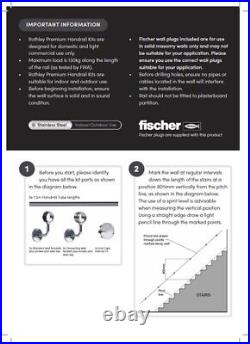 Rothley External Handrail Kit Brushed Stainless Steel 3.6m Easyfit Bannister