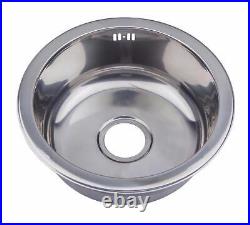 Round Brushed Stainless Steel Inset Kitchen Sink & Accessories M08 Bs