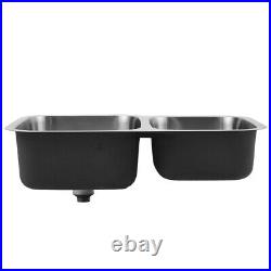SUS 304 Brushed Stainless Steel Basin Kitchen Sink & Strainer Waste Plumbing Kit