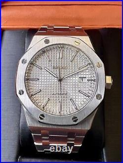 Seiko Men's Custom Mod White Silver Royal Oak Style Watch In Stainless Steel