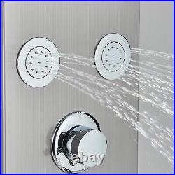 Shower Panel Column Tower Stainless Steel Shower Set Mixer Taps With Shelf UK