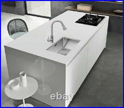 Silver Kitchen Sink Brushed Stainless Steel Basin Drainage Square Modern Bowl