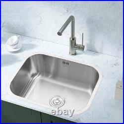 Single Bowl Inset Kitchen Sink Brushed Stainless Steel Soundproof Bottom + Waste