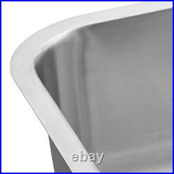 Single Bowl Inset Kitchen Sink Brushed Stainless Steel Soundproof Bottom + Waste