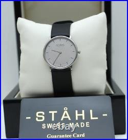 Stahl ST61342 Brushed Stainless Steel Luxury Watch with Large Silver Bar Index