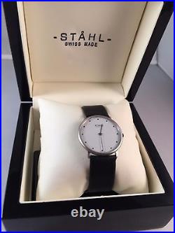 Stahl ST61356 Brushed Stainless Steel Large White 12 Dots watch