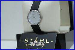 Stahl ST61357 Brushed Stainless Steel Luxury Watch with Large White Bar Index