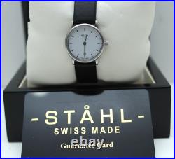 Stahl ST61417 Brushed Stainless Steel Luxury Watch & Date Small White Bar Index