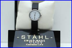 Stahl ST61417 Brushed Stainless Steel Luxury Watch & Date Small White Bar Index