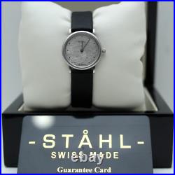 Stahl ST62301 Scratched Brushed Stainless Steel Watch with Small Silver 12 Dots