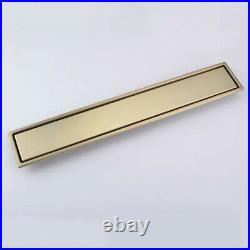 Stainless Steel Bathroom Drain Brushed Gold 600mm Rectangular Linear Tile Anti